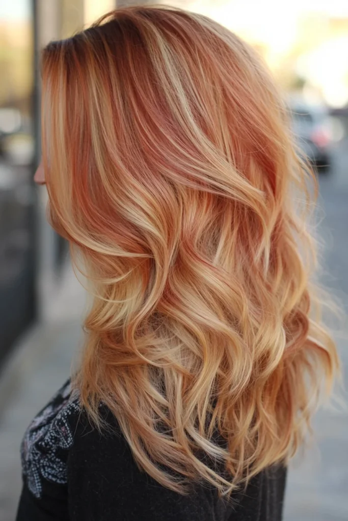 Soft Waves with Strawberry Highlights