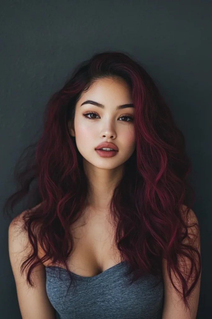 Burgundy Ombre with Dark Roots