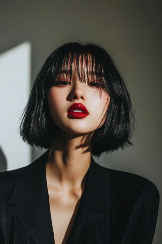 Textured Bob with Blunt Bangs