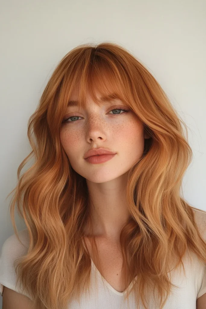 Curtain Bangs and Strawberry Blonde Mix