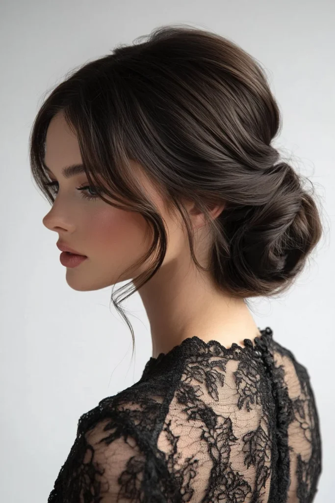 Sleek Low Bun with Textured Waves