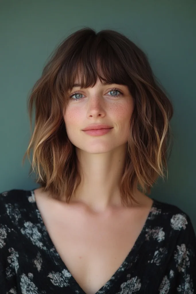 Messy Lob with Choppy Bangs