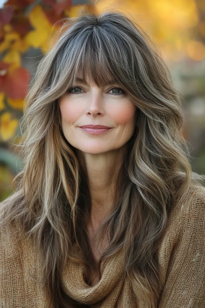 Long Bangs with Layered Hair for Movement