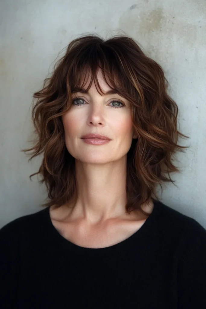 Wavy Lob with Soft Bangs