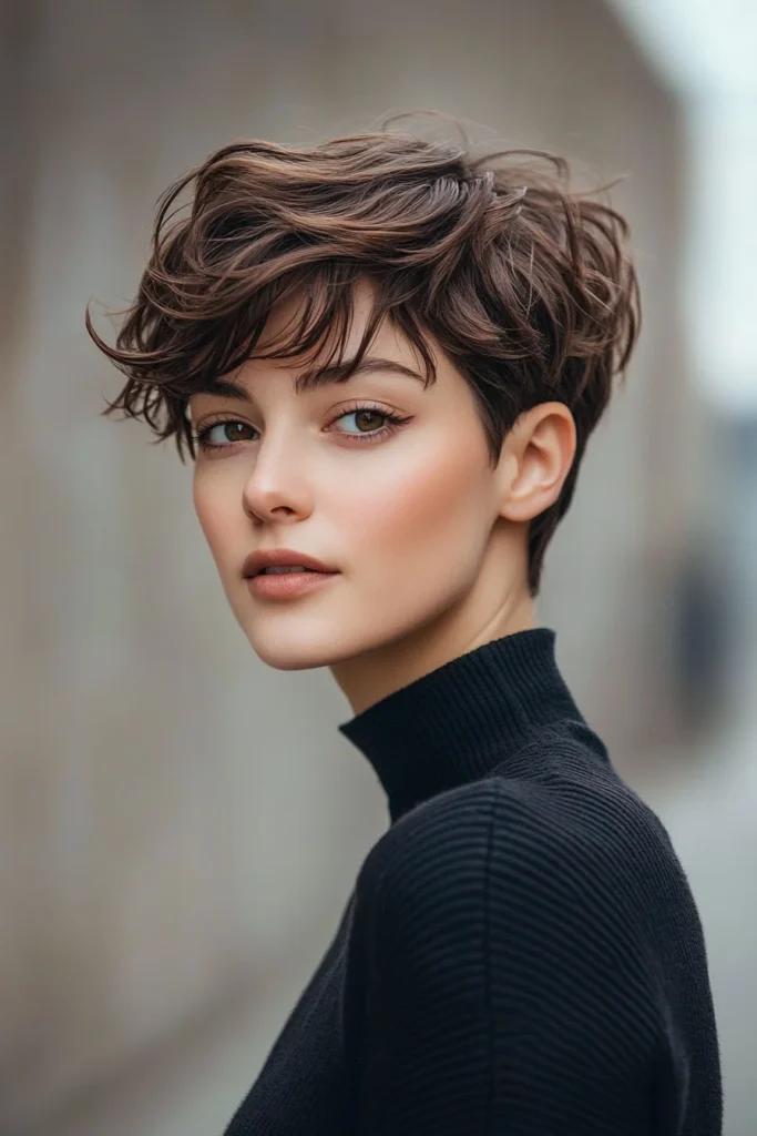 Chocolate Brown Textured Pixie