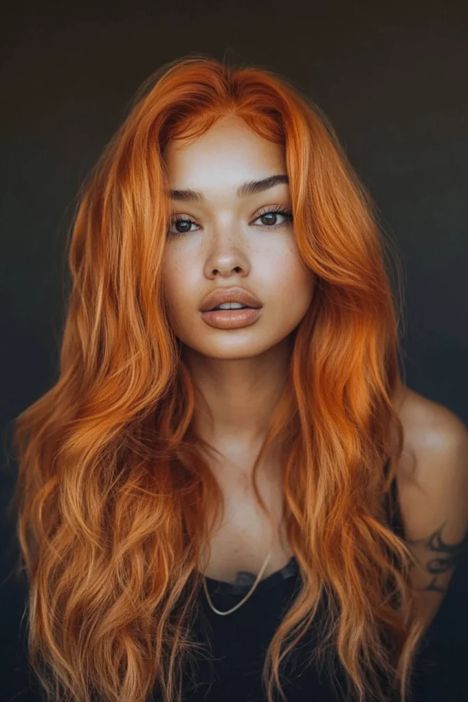 Long Copper Hair with Bold Blonde Money Pieces