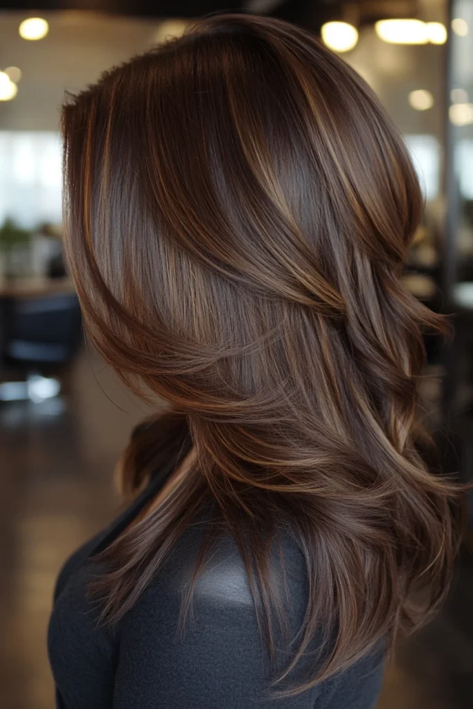 Chocolate Brown Balayage with Warm Undertones