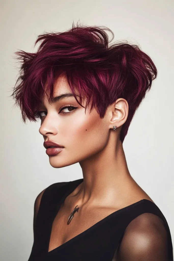 Burgundy Pixie Cut