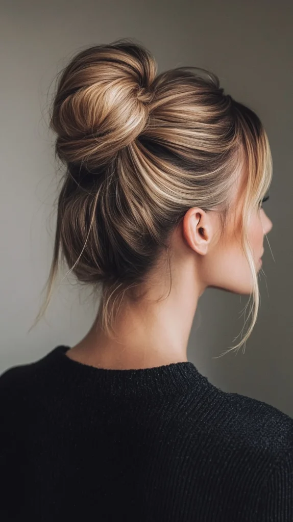 Messy Bun with Highlights