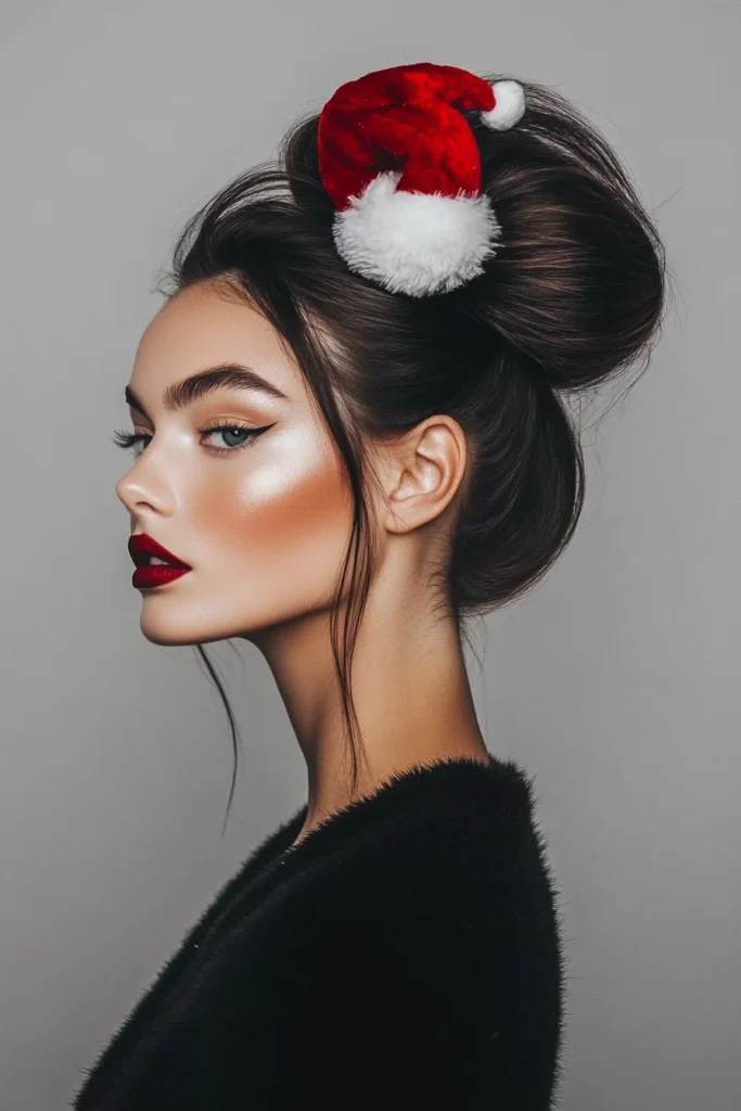 Puffed Top Knot with Holiday Accessories