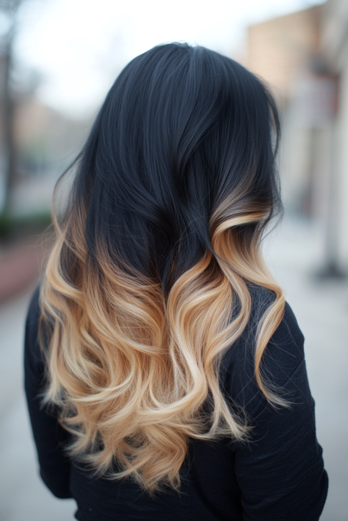 Soft Black with Honey Blonde Balayage