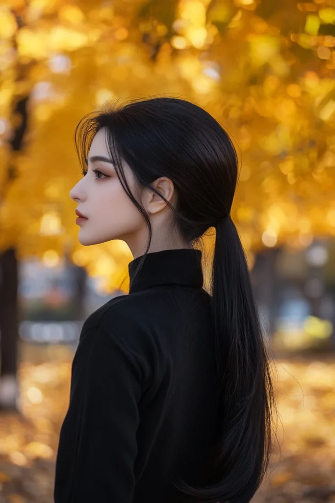 Jet Black Long Ponytail