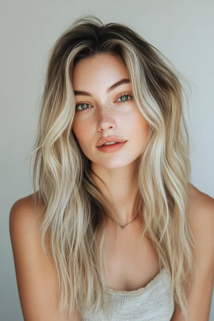 Sandy Blonde Hair with Dark Roots