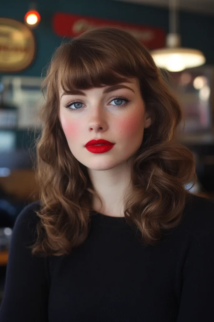 Pin-Up Inspired Bangs with Retro Waves