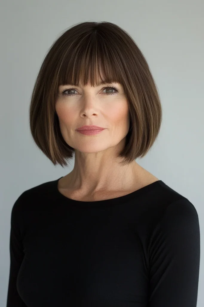 Sleek Bob with Long Bangs