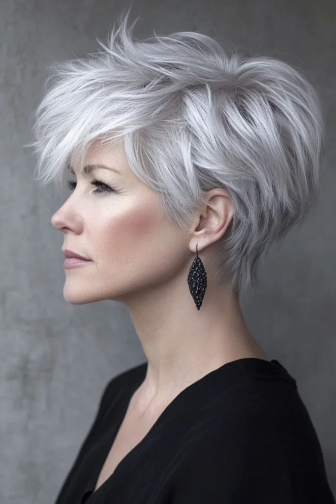 Bold Silver Hair with Texture