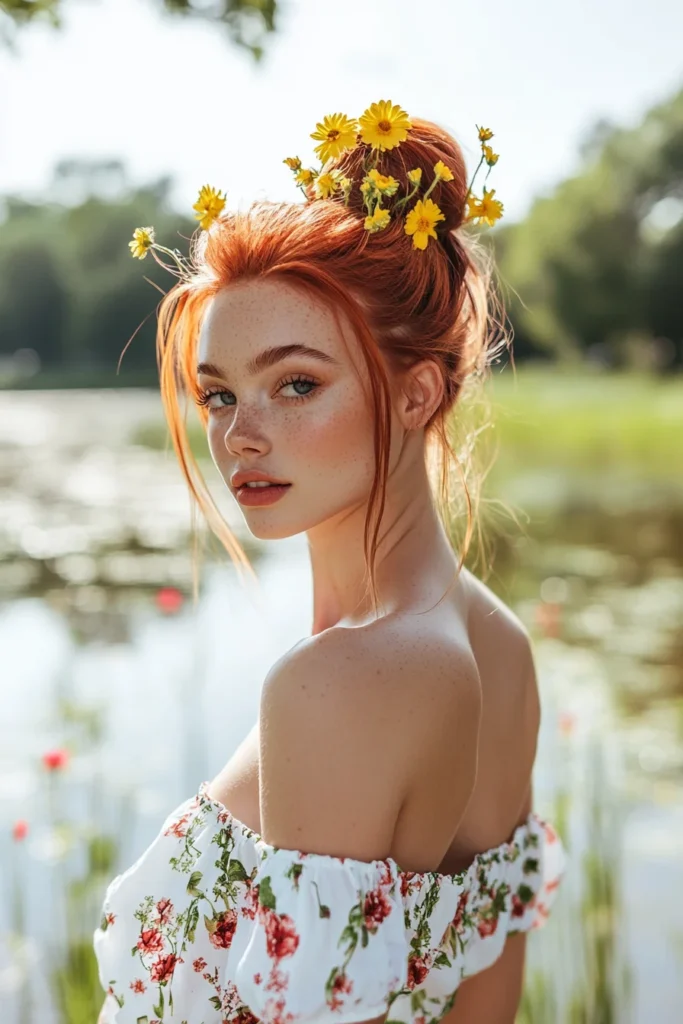 Messy Bun with Floral Accents