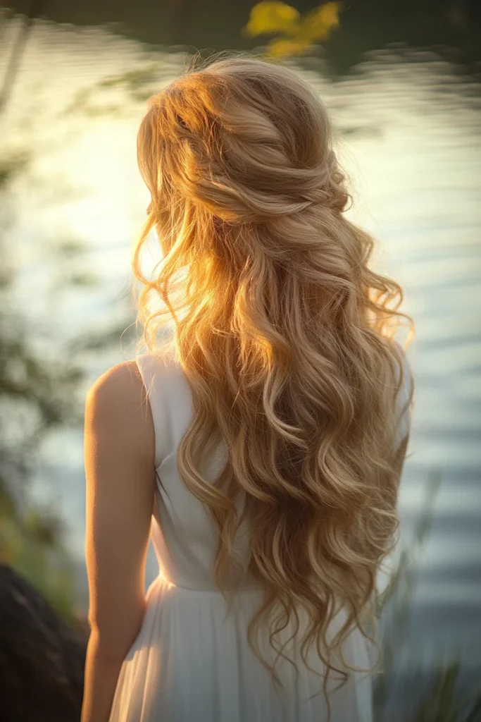 Side-Swept Curls for Romantic Feel