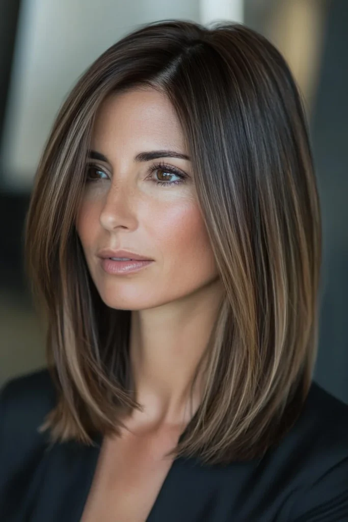 Straight and Sleek Mid-Length Hair