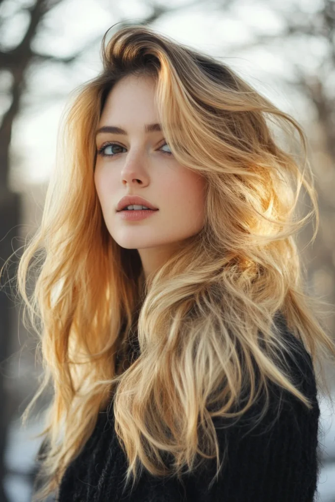 Golden Blonde with Dark Roots