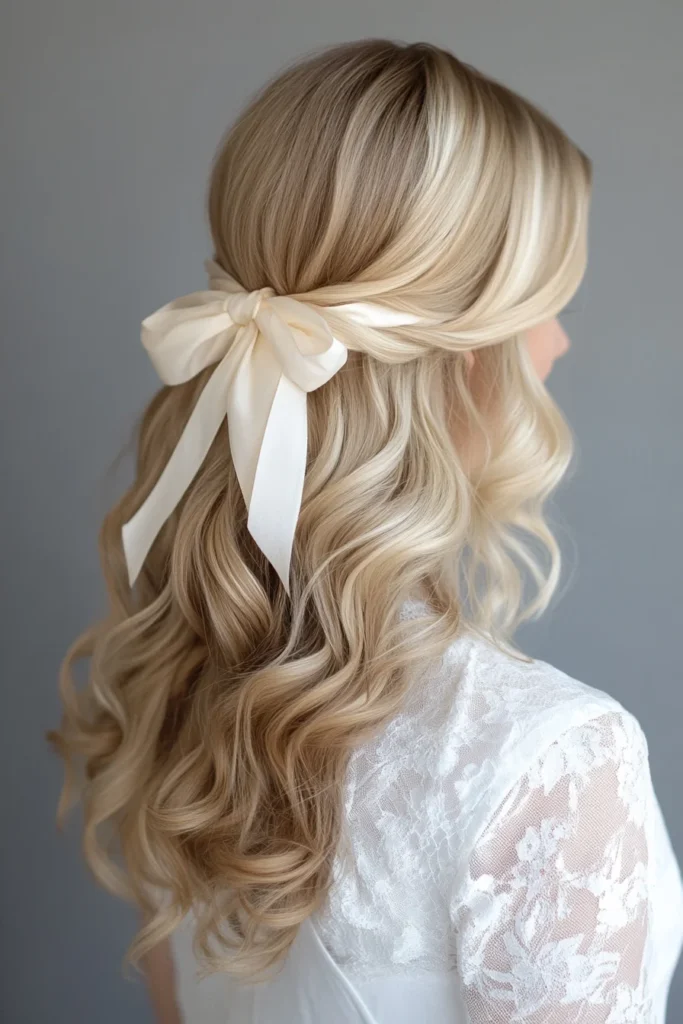 Vintage-inspired Soft Curls with Ribbon