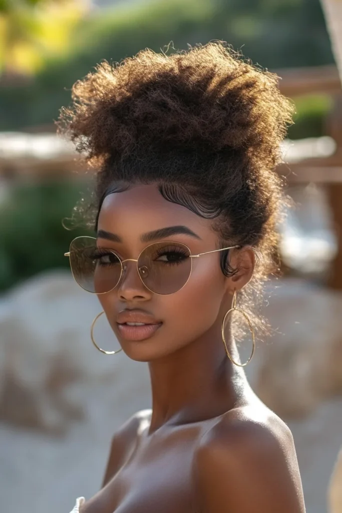 Fluffy High Puff for Natural Hair