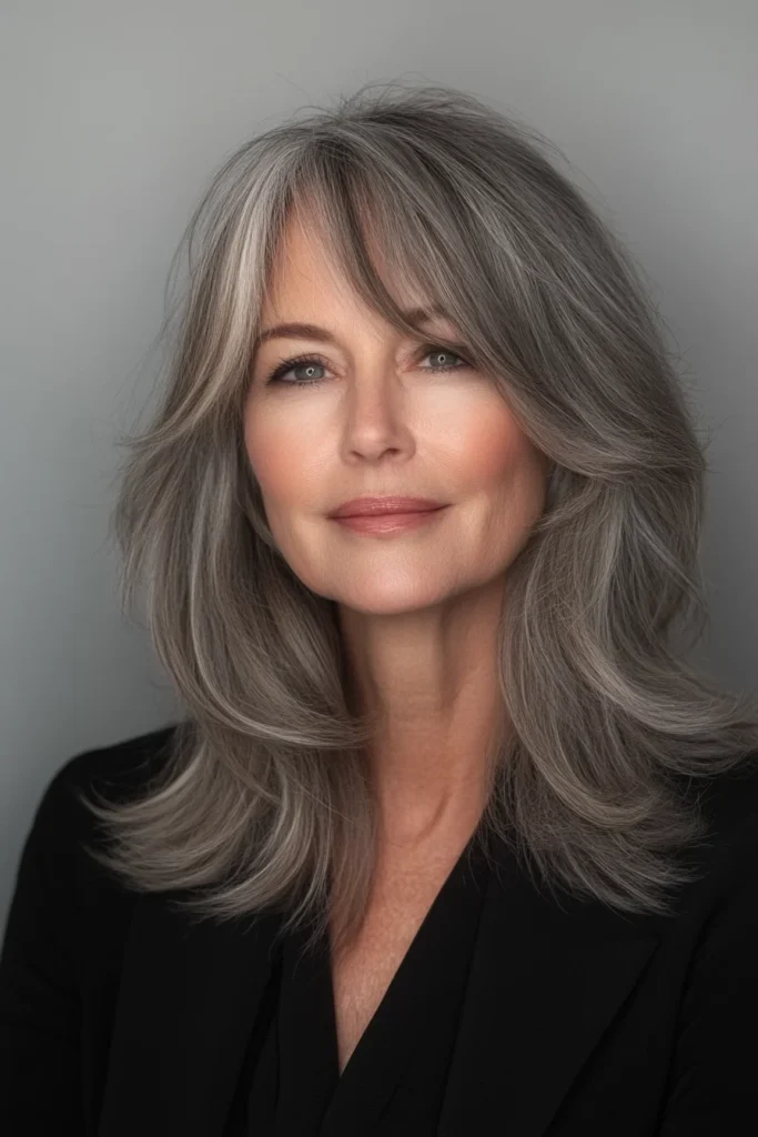 Side-Swept Long Bangs with a Mid-Length Cut