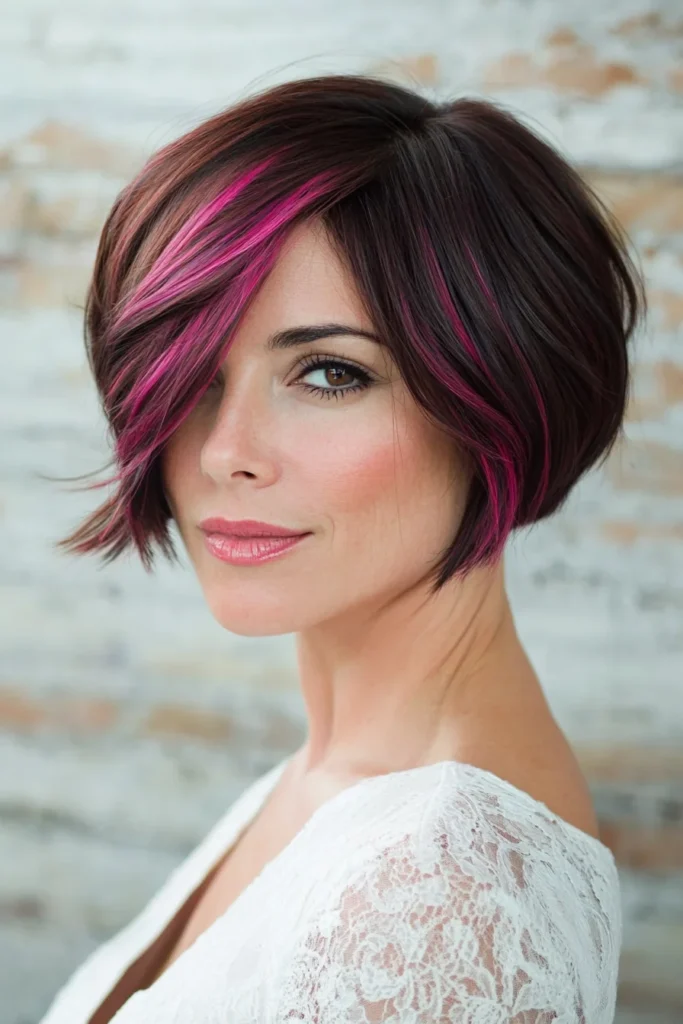 Asymmetrical Bob with Bold Color