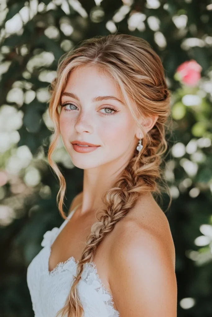 Romantic Side Braid with Soft Curls