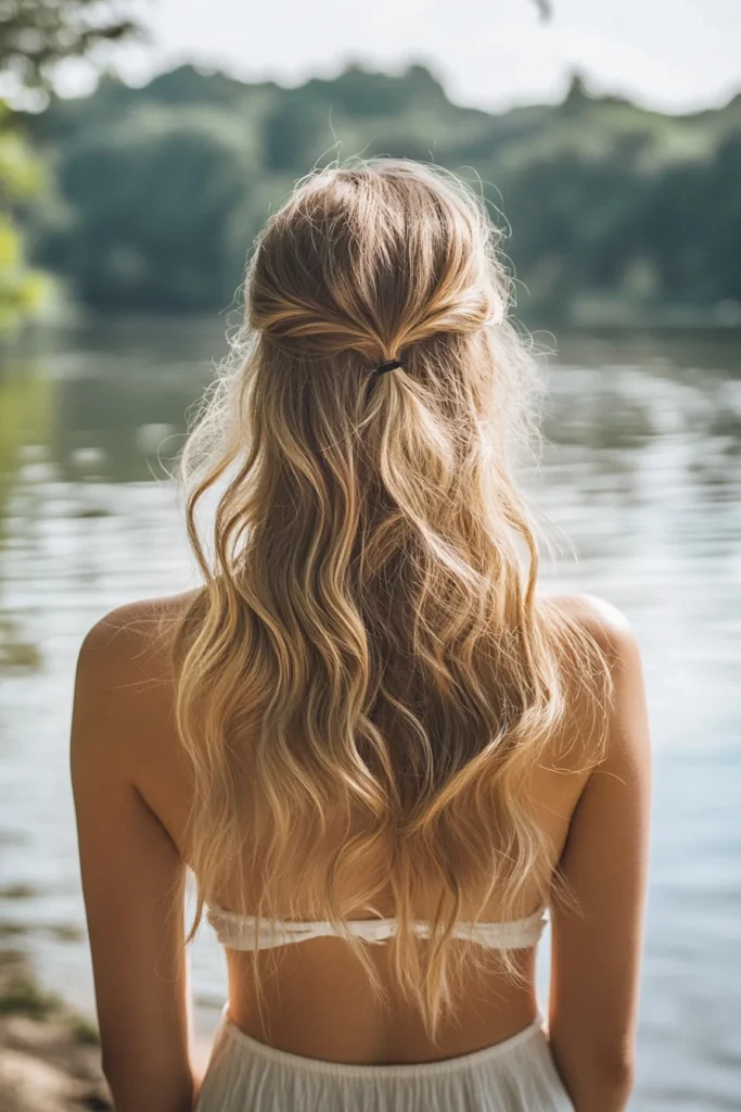 Half-Up Ponytail with Waves