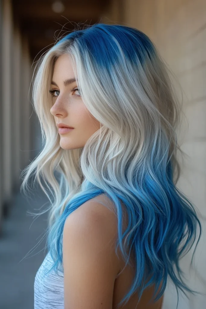 Platinum Blonde with Deep Blue