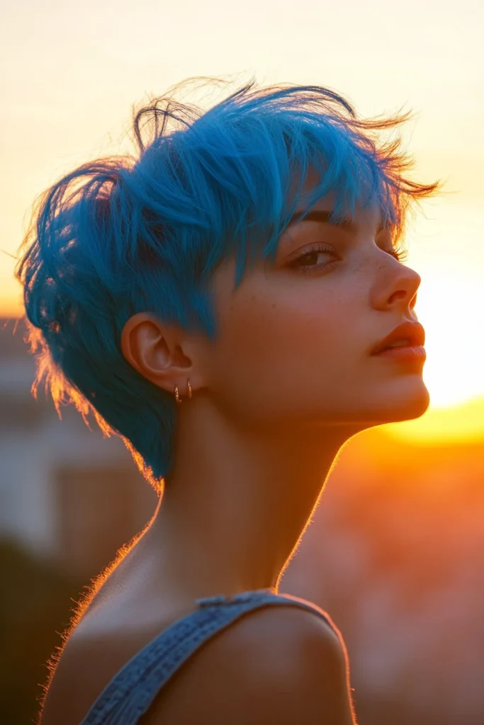 Vibrant Electric Blue Pixie