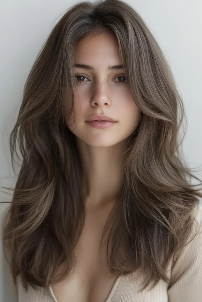 Ashy Brown Hair with Face-Framing Layers