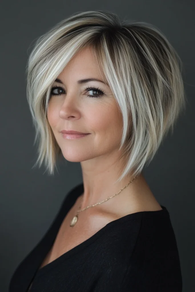 Asymmetrical Bob with Highlights