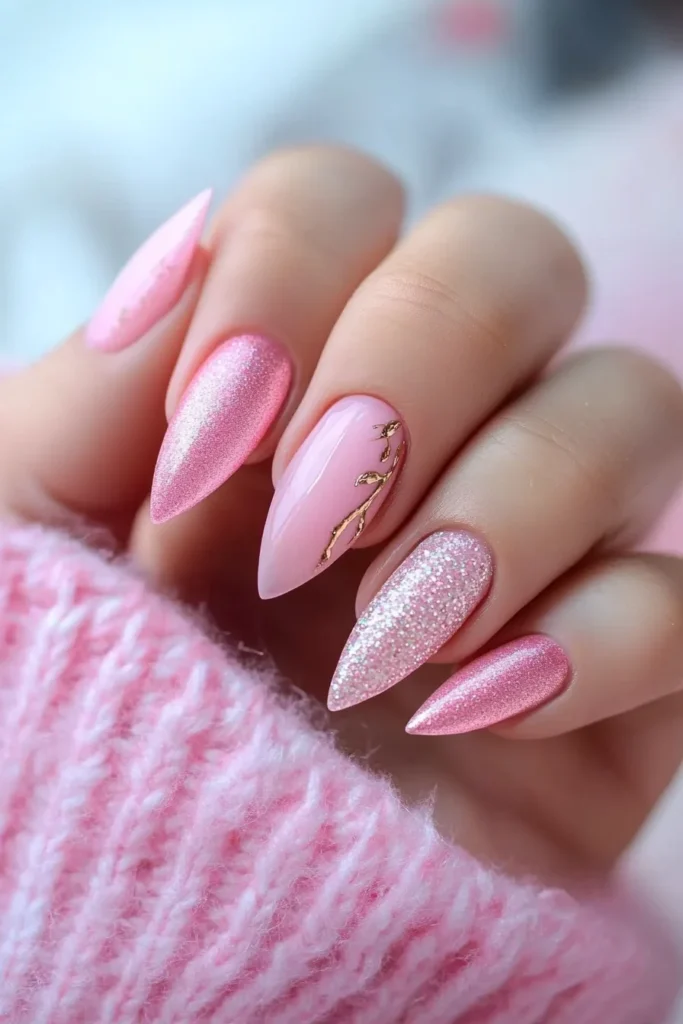 Rose Quartz Nail Design