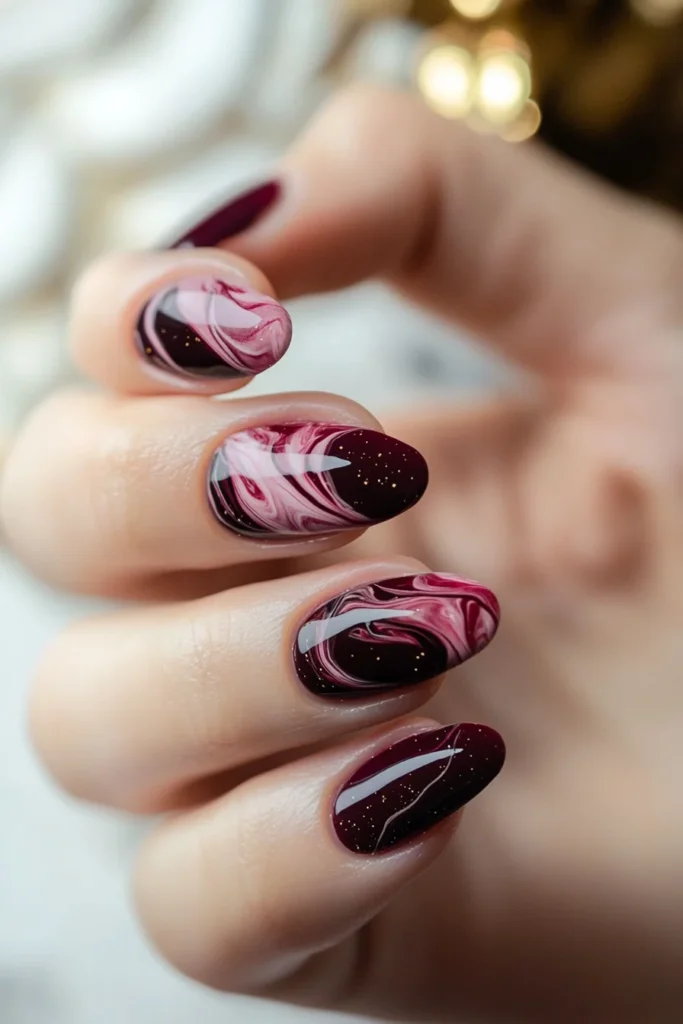 Vintage Burgundy Marble Swirls