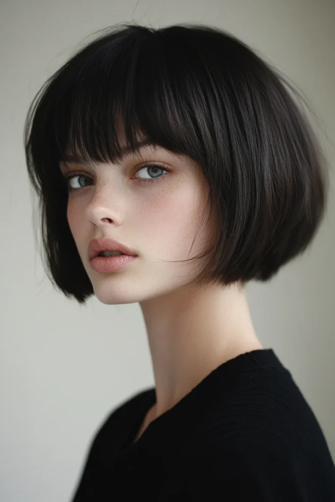 Short Stacked Bob with Blunt Fringe