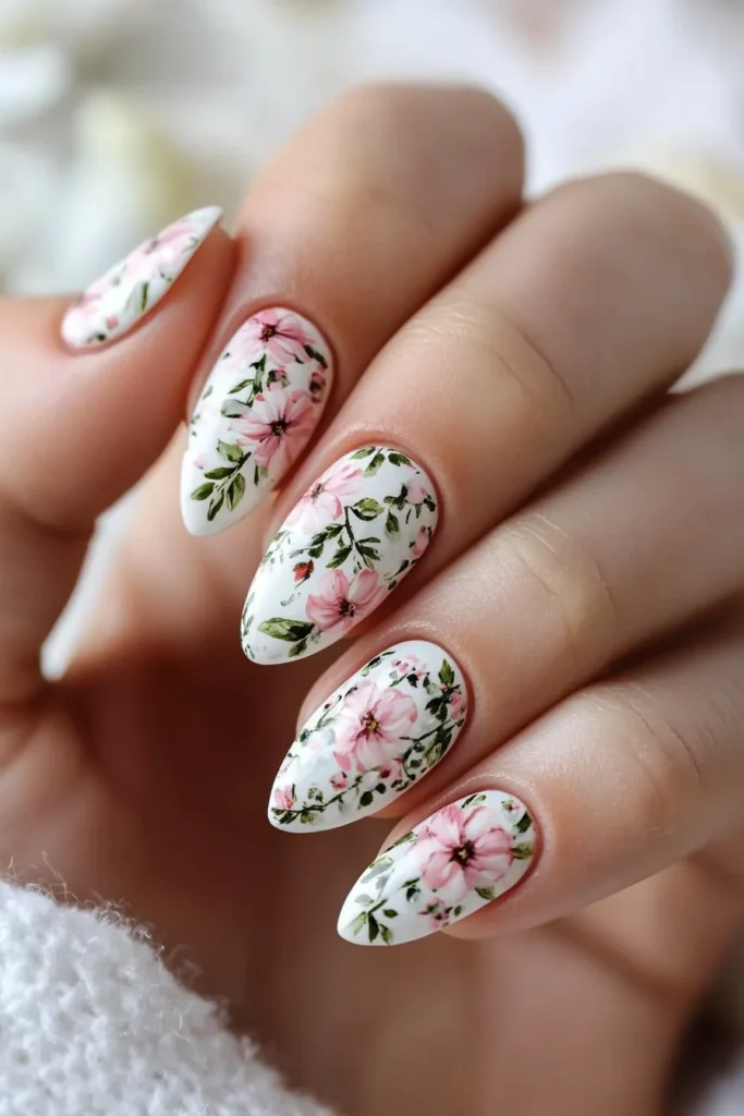 Vintage Floral Nail Art