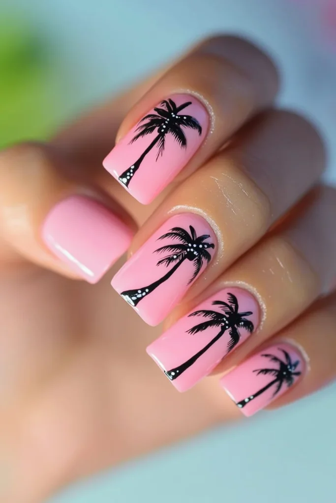 Tropical Pink Palm Trees