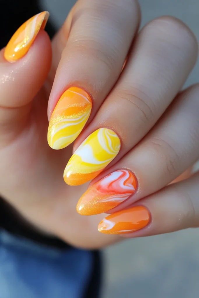 Sunset Orange and Yellow Marble