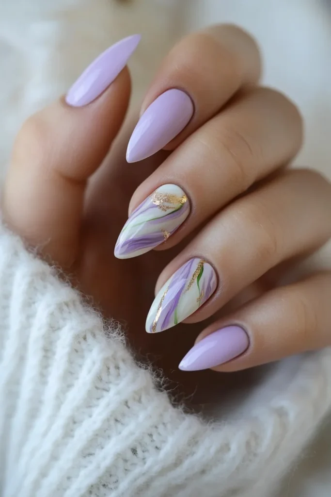 Subtle Lavender Marble Art