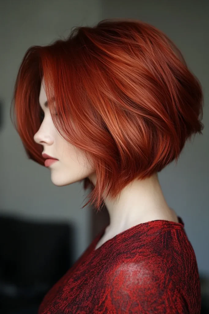 Bold Red Stacked Bob