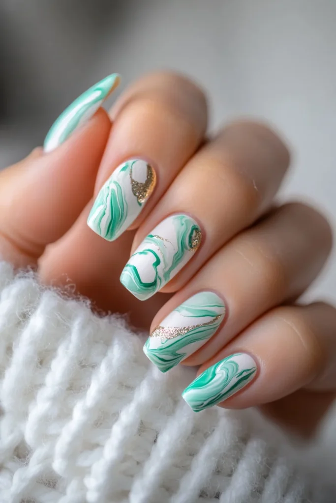 Teal and White Marble Elegance