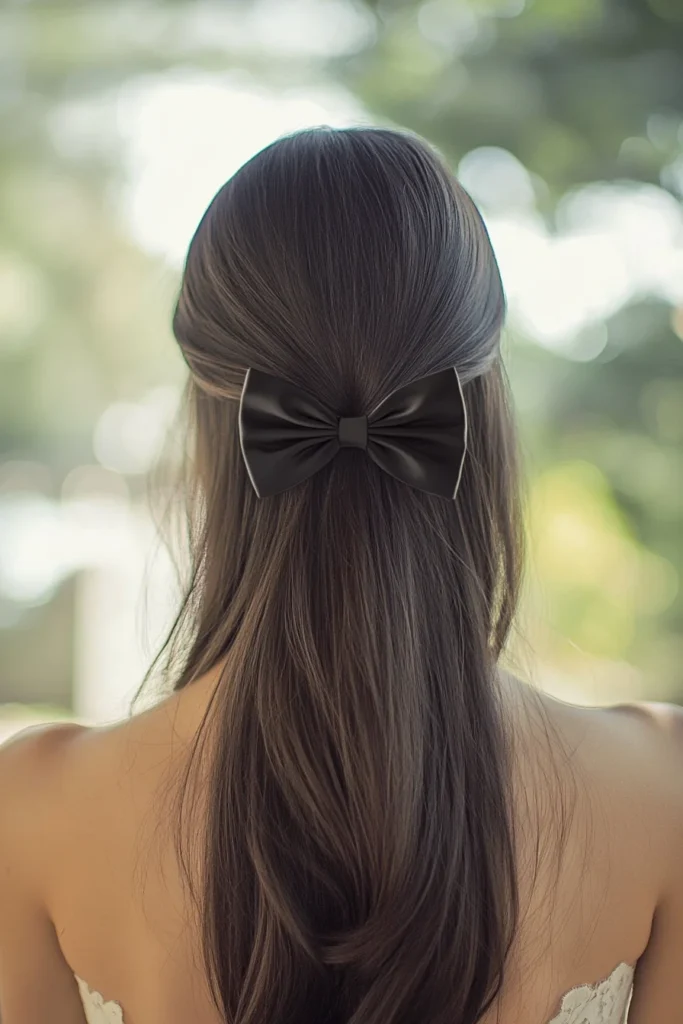 Polished Straight Hair with a Bow