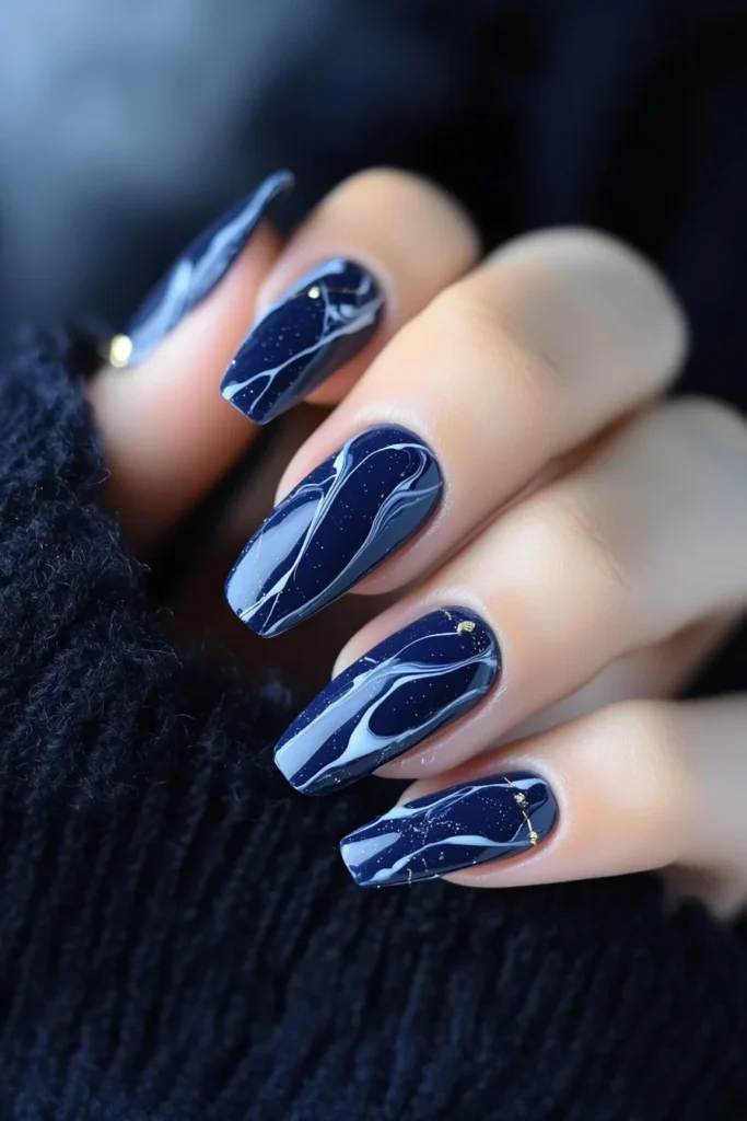 Sophisticated Navy Blue Marble