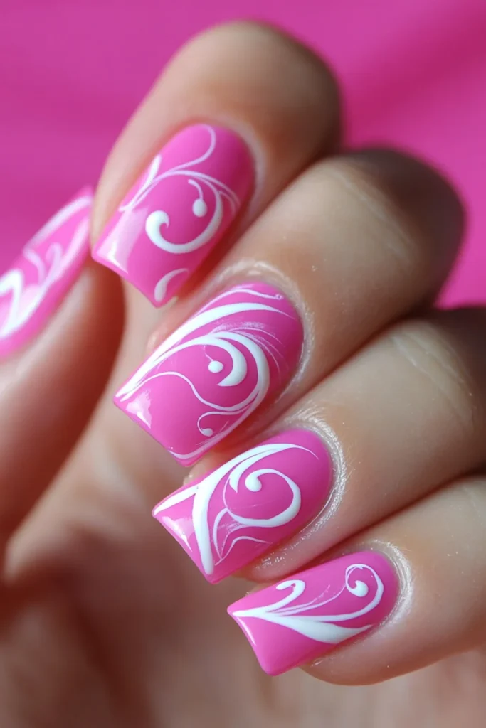 Pink and White Swirls