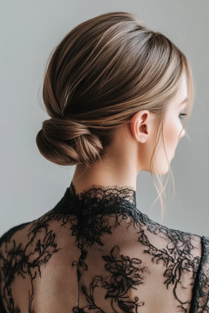 Straight Hair with an Elegant Chignon