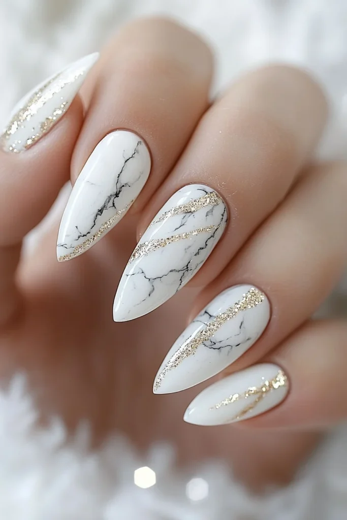 Textured White Marble with Glitter