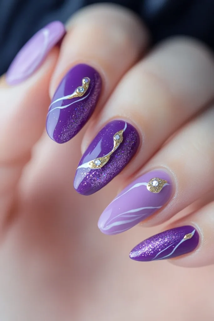 Opulent Purple Marble with Gems