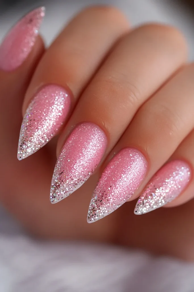 Glittery Pink French Tips